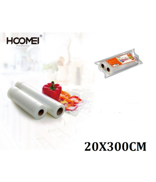 Set Rotoli Per Sottovuoto 20x300cm Per Congelamento Cibi Alimenti Frutta Verdura         