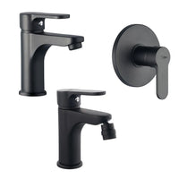 Set rubinetteria lavabo bidet e doccia incasso nero opaco Paco
