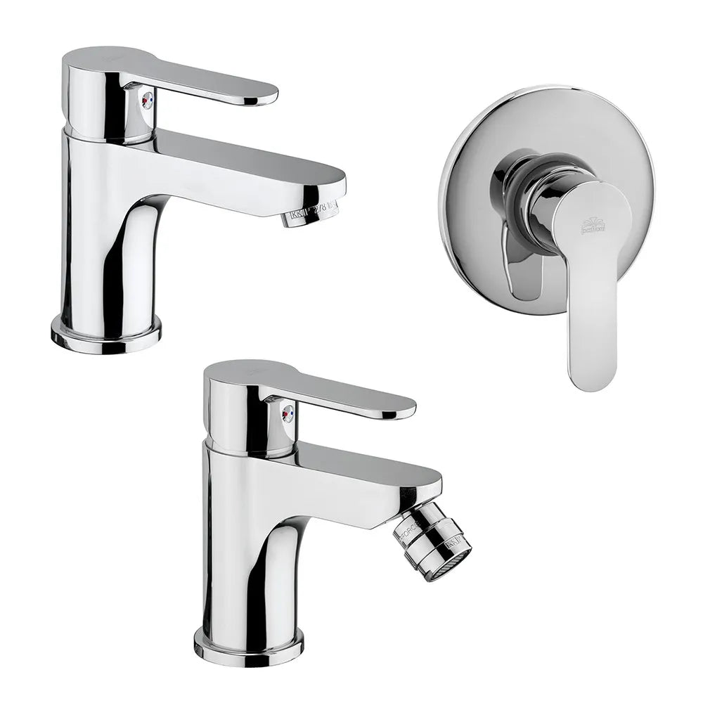 Set rubinetti lavabo bidet e doccia Paffoni Blu in ottone cromato