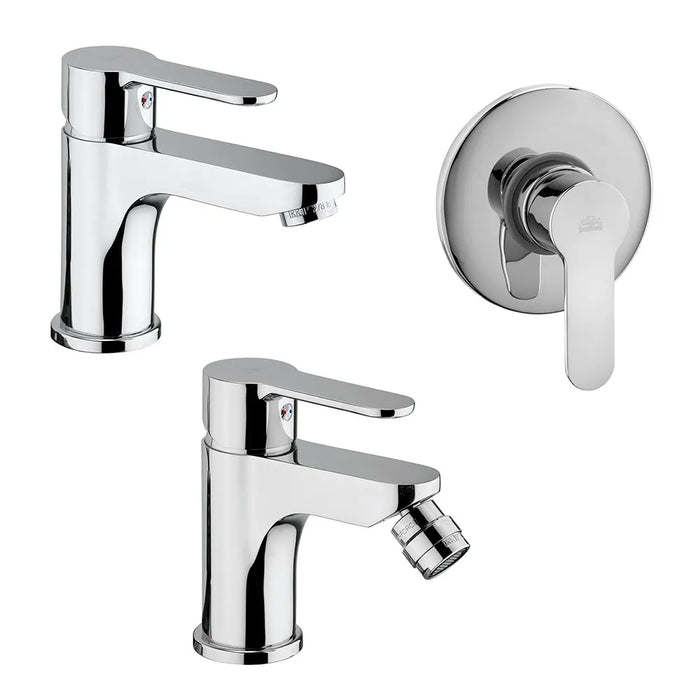 Set rubinetti lavabo bidet e doccia Paffoni Blu in ottone cromato