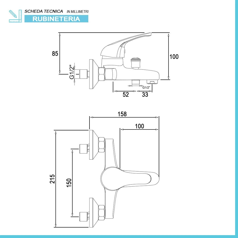 Set rubinetti lavabo bidet e vasca con kit doccia incluso Kant