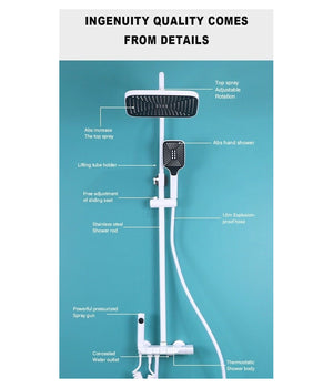 Set Saliscendi Bagno Colonna Doccia Rubinetto Soffione Doccetta Bidet Bianco 87345         