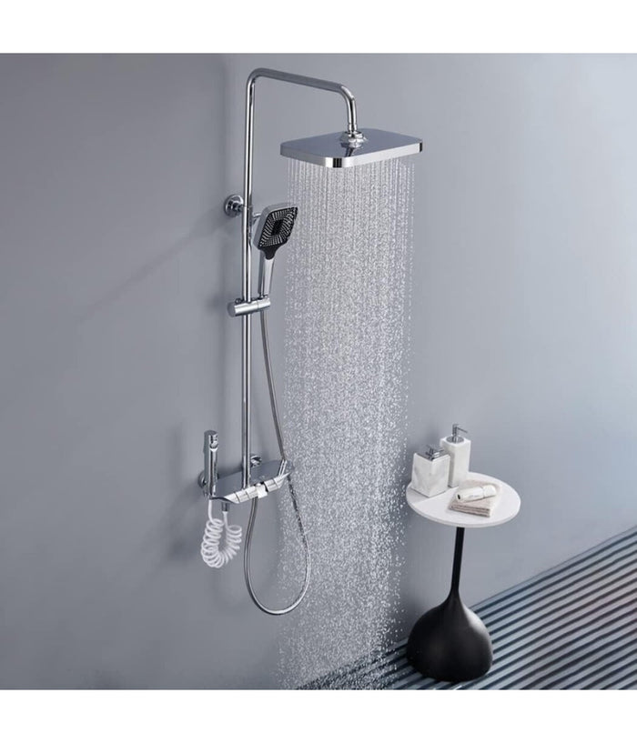 Set Saliscendi Bagno Colonna Doccia Rubinetto Soffione Doccetta Bidet Cromato 87343         