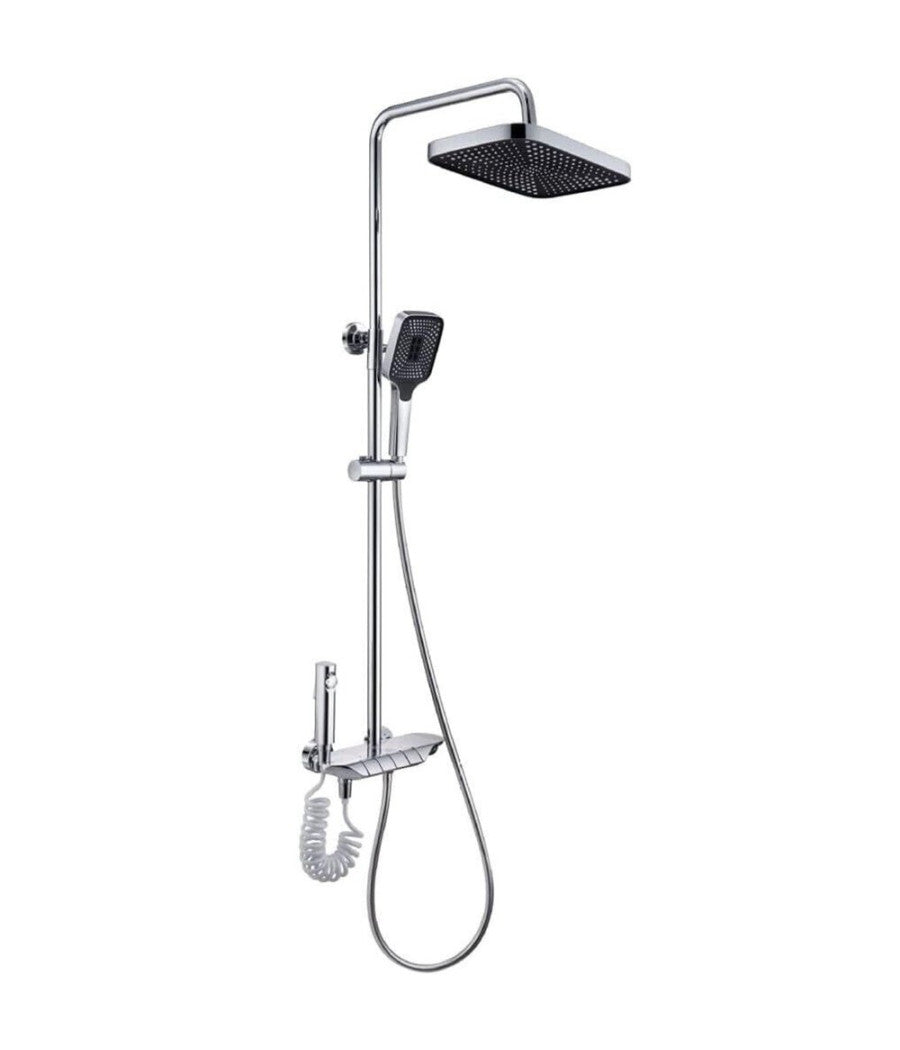 Set Saliscendi Bagno Colonna Doccia Rubinetto Soffione Doccetta Bidet Cromato 87343         