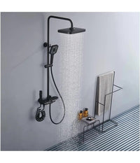 Set Saliscendi Colonna Doccia Bagno Rubinetto Soffione Doccetta Bidet Nero 87344         