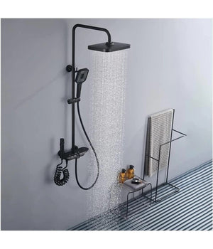 Set Saliscendi Colonna Doccia Bagno Rubinetto Soffione Doccetta Bidet Nero 87344         