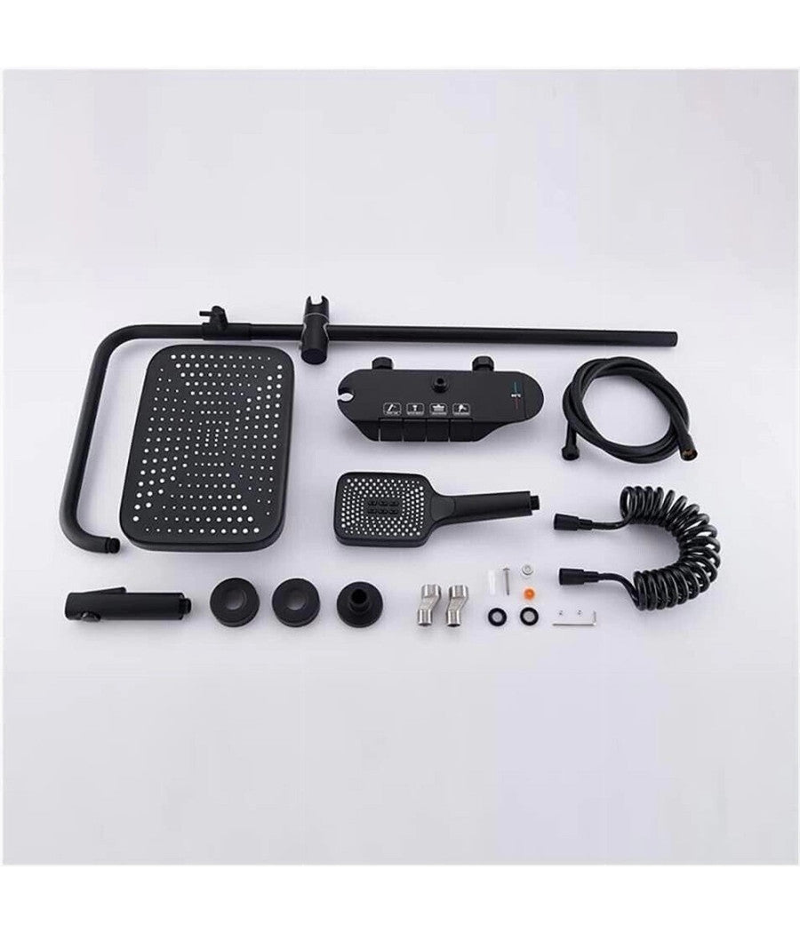 Set Saliscendi Colonna Doccia Bagno Rubinetto Soffione Doccetta Bidet Nero 87344         