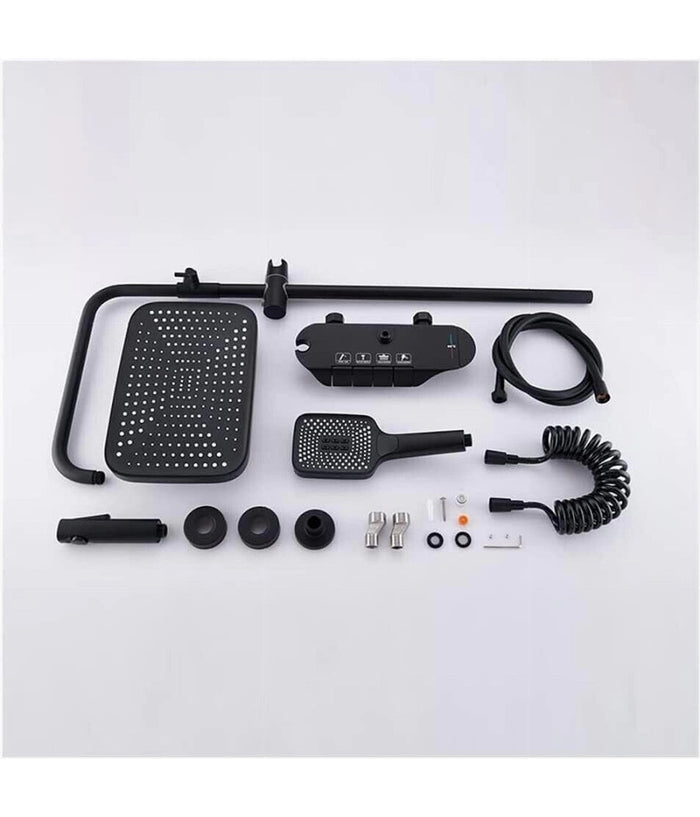 Set Saliscendi Colonna Doccia Bagno Rubinetto Soffione Doccetta Bidet Nero 87344         