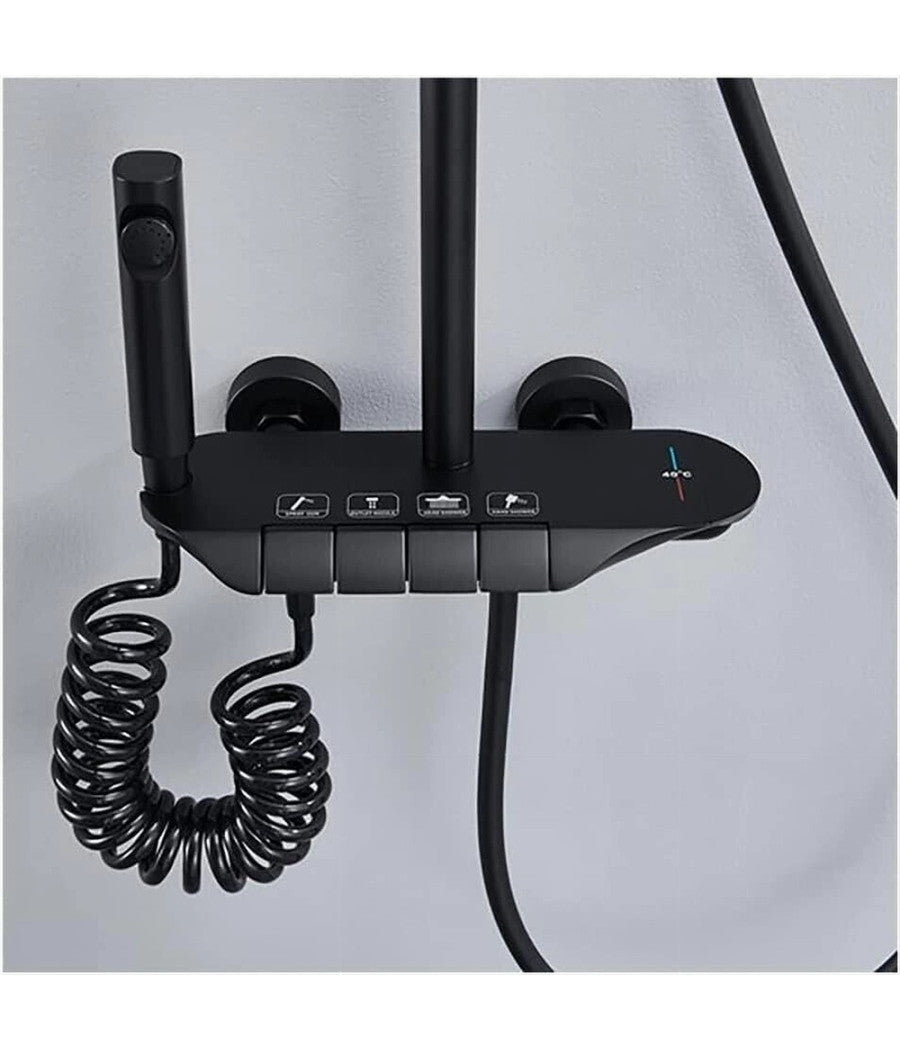 Set Saliscendi Colonna Doccia Bagno Rubinetto Soffione Doccetta Bidet Nero 87344         