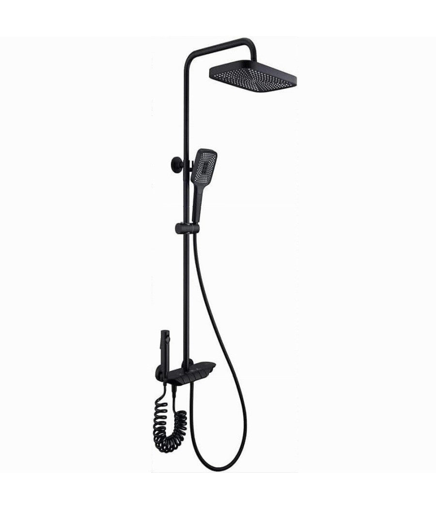 Set Saliscendi Colonna Doccia Bagno Rubinetto Soffione Doccetta Bidet Nero 87344         