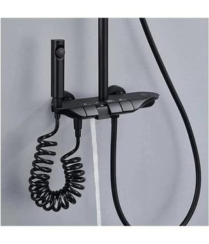 Set Saliscendi Colonna Doccia Bagno Rubinetto Soffione Doccetta Bidet Nero 87344         