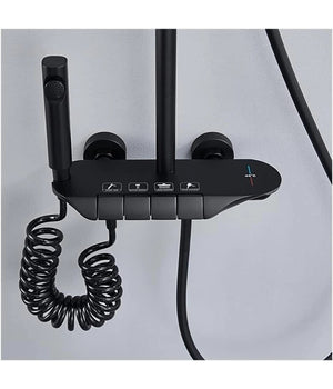 Set Saliscendi Colonna Doccia Bagno Rubinetto Soffione Doccetta Bidet Nero 87344         