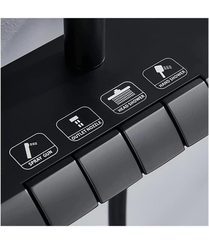 Set Saliscendi Colonna Doccia Bagno Rubinetto Soffione Doccetta Bidet Nero 87344         