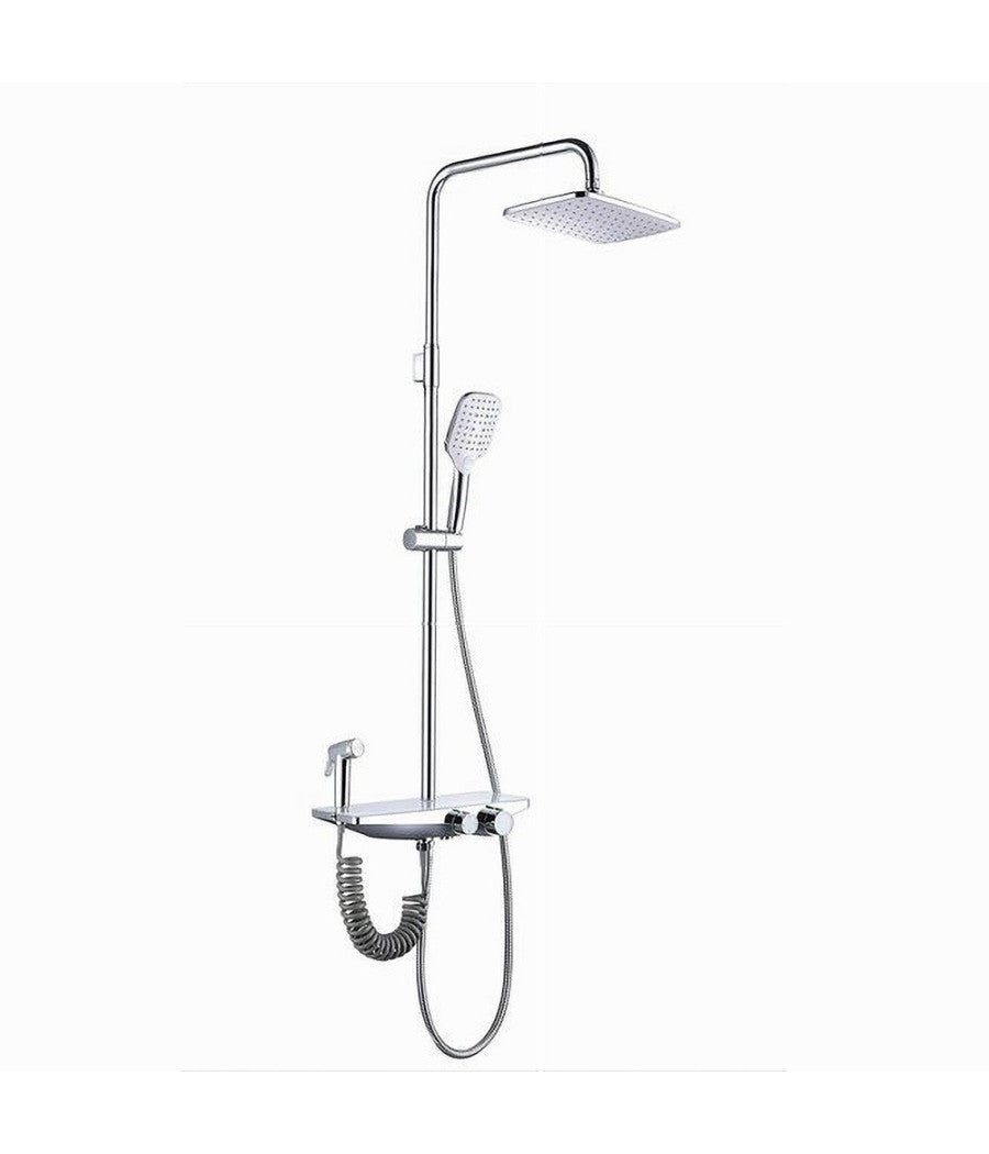 Set Saliscendi Colonna Doccia Bagno Soffione Doccetta Bidet Rubinetto Cromato 87341         