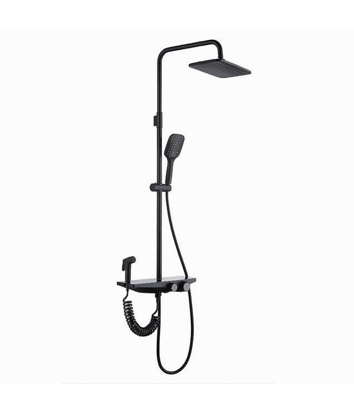 Set Saliscendi Colonna Doccia Bagno Soffione Doccetta Bidet Rubinetto Nero 87342         