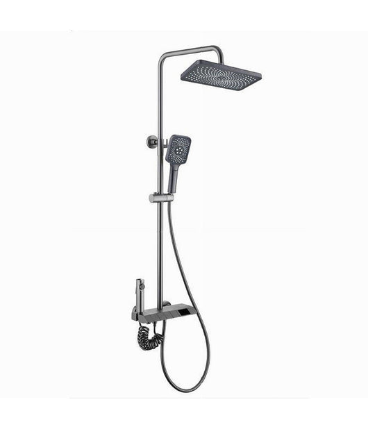 Set Saliscendi Doccia Colonna Bagno Rubinetto Soffione Doccetta Bidet Grigio 87347         