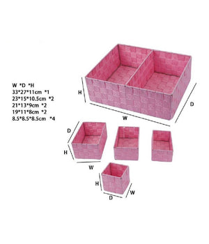 Set Scatole In Tessuto Porta Oggetti Organizer Bagno Armadi Scaffali 79083 Rosa         