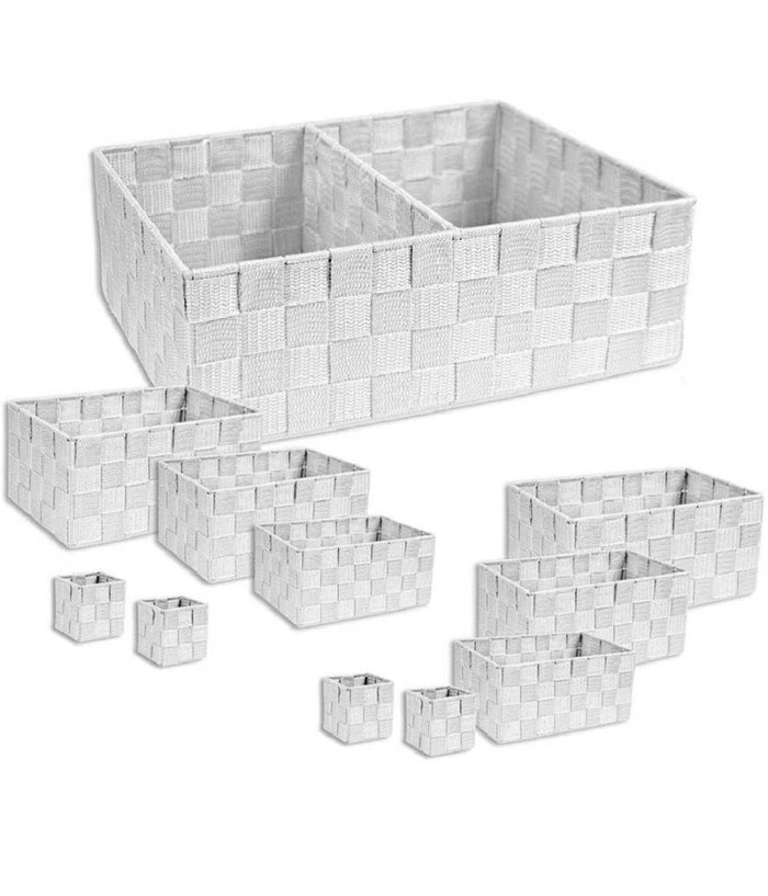 Set Scatole In Tessuto Porta Oggetti Organizer Per Bagno Armadio Scaffali 79153         
