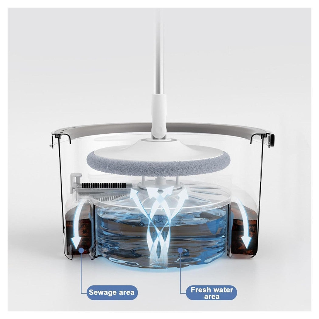 Trade Shop - Set Scopa Secchio Igienico Mani Libere Sistema Pulizia Pavimenti Capacità 2,5 Lt -