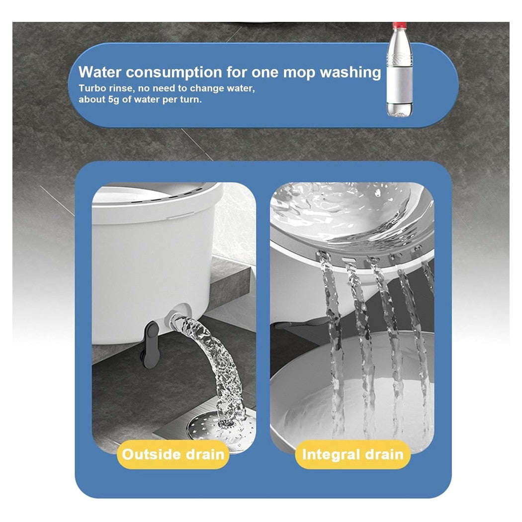 Trade Shop - Set Scopa Secchio Igienico Mani Libere Sistema Pulizia Pavimenti Capacità 2,5 Lt -