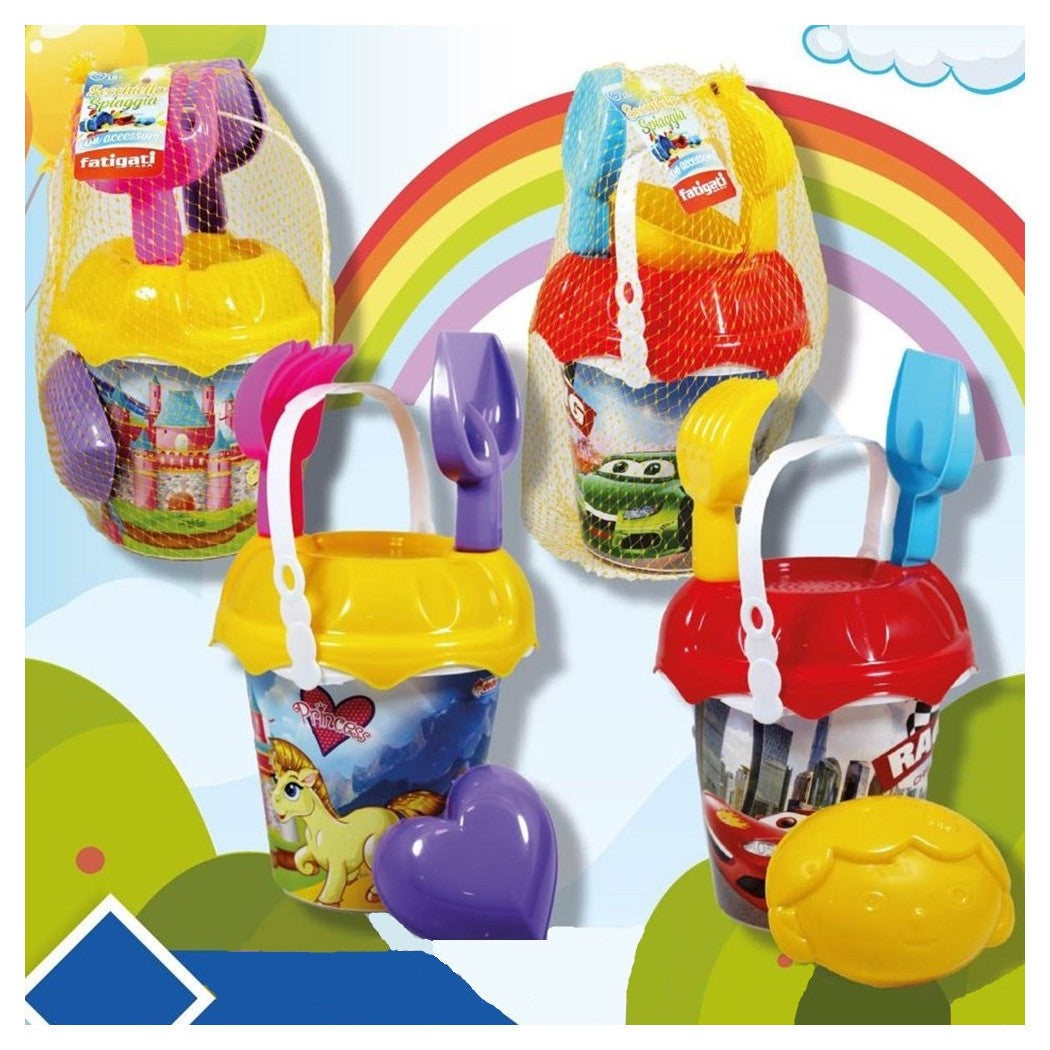 Trade Shop - Set Secchiello Da Spiaggia Con Accessori Giochi Mare Estate Varie Fantasie 452439 -