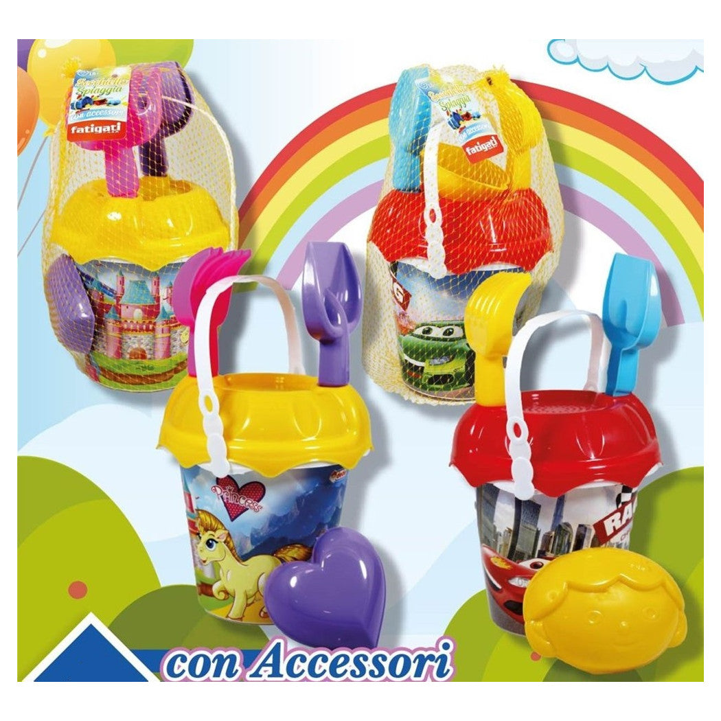 Trade Shop - Set Secchiello Da Spiaggia Con Accessori Giochi Mare Estate Varie Fantasie 452439 -
