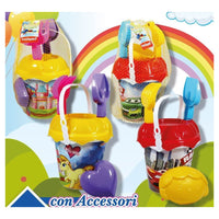 Trade Shop - Set Secchiello Da Spiaggia Con Accessori Giochi Mare Estate Varie Fantasie 452439 -