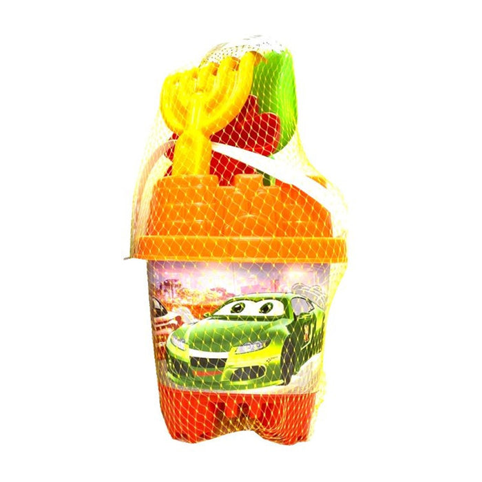 Trade Shop - Set Secchiello Da Spiaggia Varie Grafiche Assortite Con Accessori Mare Quadrato 406692 -