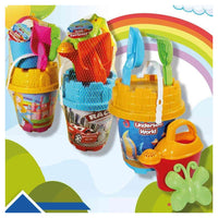 Trade Shop - Set Secchiello Da Spiaggia Varie Grafiche Assortite Con Accessori Mare Tondo 406678 -