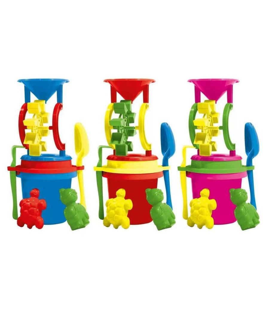 Set Secchiello Mare Mulino Piccolo Accessori Formine Paletta Colori Ass 000108a         