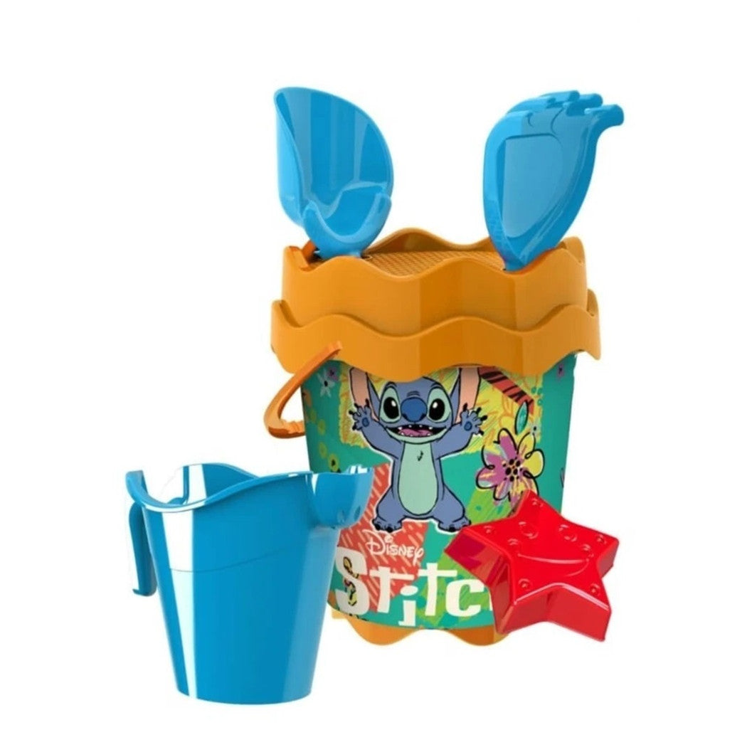 Trade Shop - Set Secchiello Mare Stitch Con Accessori Spiaggia Estate Per Bambini Lilo 17cm 256375 -