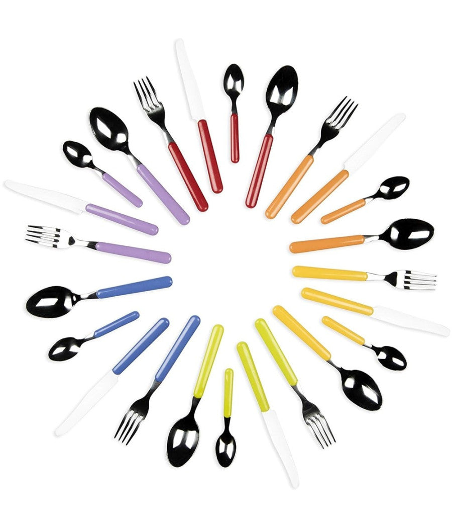Set Servizio 24 Pz Posate Fashion Per 6 Persone Acciaio Inossidabile Multicolore         
