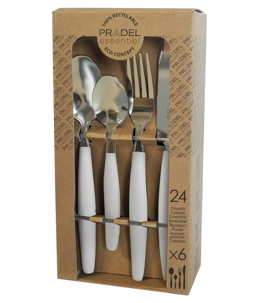 Set Servizio Di Posate 24 Pz Per 6 Persone In Acciaio Inossidabile Colore Crema         