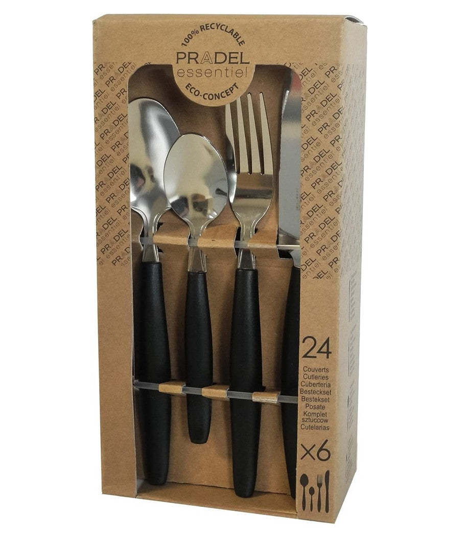 Set Servizio Di Posate 24pezzi Per 6 Persone In Acciaio Inossidabile Colore Nero         