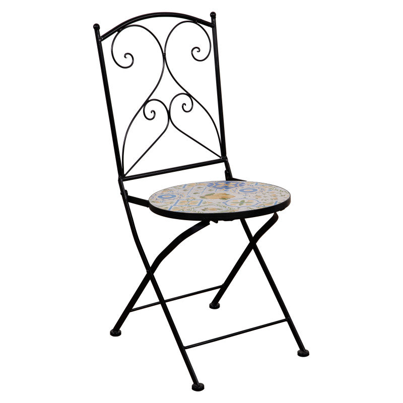 Set Sorrento Un Tavolo E Due Sedie Ferro Battuto E Mosaico