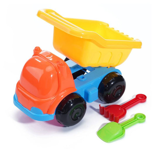 Trade Shop - Set Spiaggia 3pz Camion Ribaltabile Con Paletta Rastrello Giochi Bambini 18x28cm 258265 -