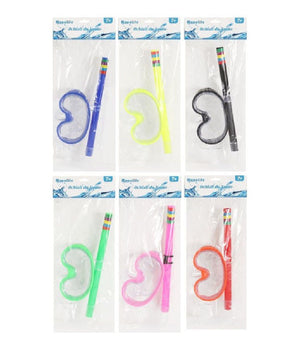 Set Sub Maschera 16x10cm Con Boccaglio Colorato Nuoto Mare Estate Piscina 605415         