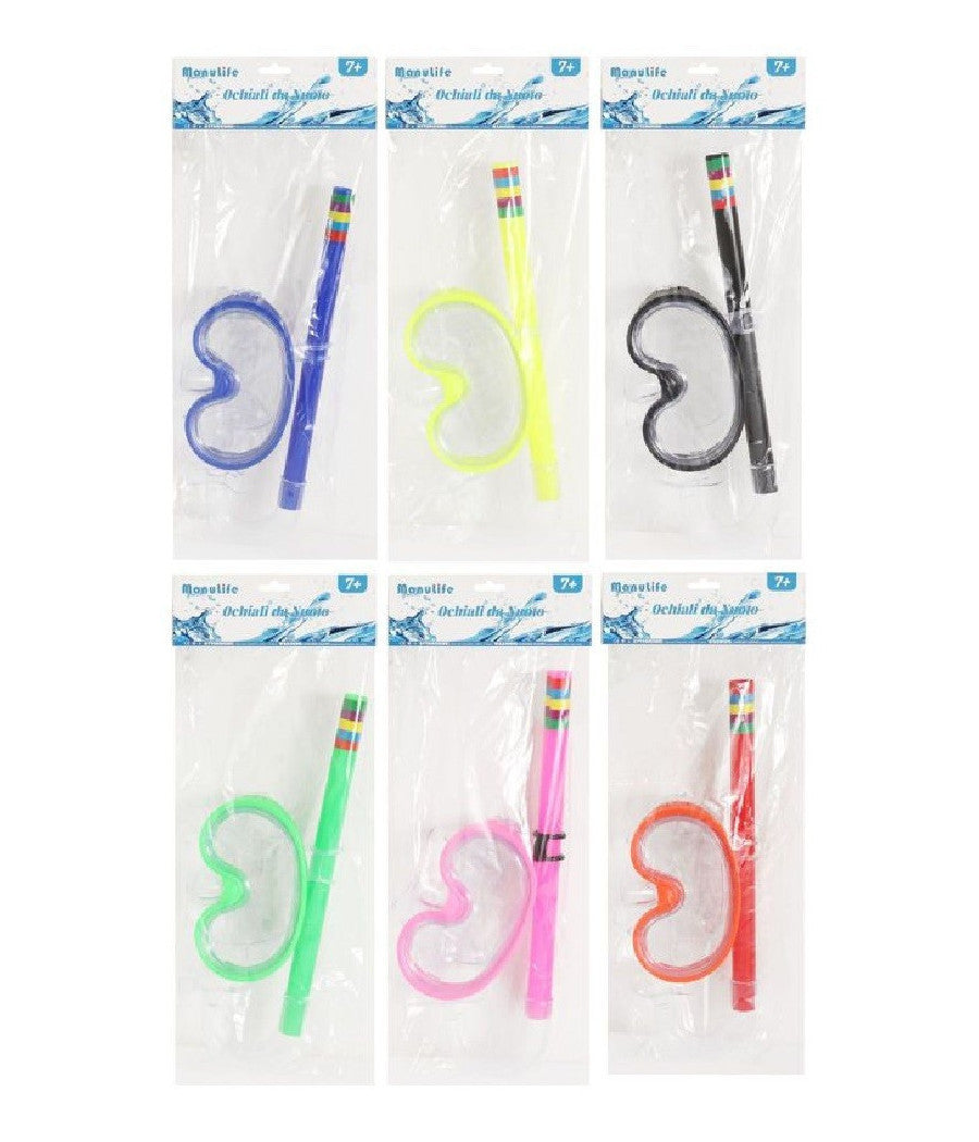 Set Sub Maschera 16x10cm Con Boccaglio Colorato Nuoto Mare Estate Piscina 605415         