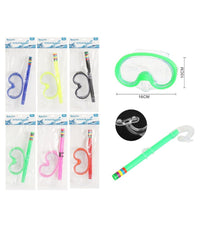 Set Sub Maschera 16x10cm Con Boccaglio Colorato Nuoto Mare Estate Piscina 605415         