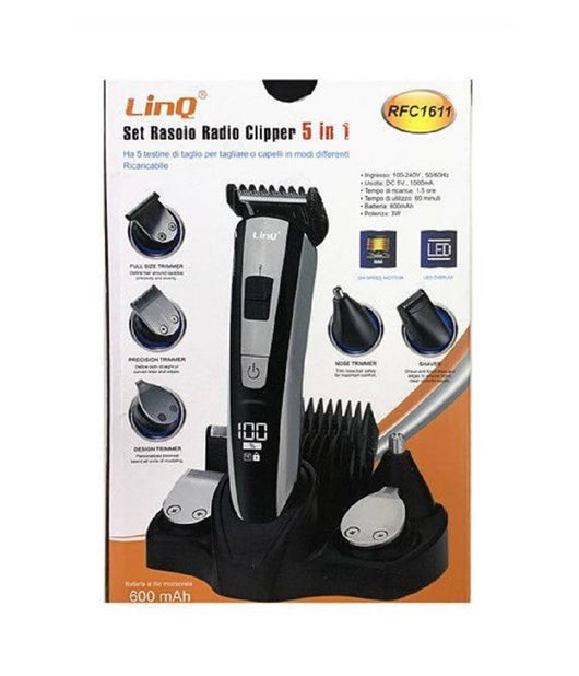 Set Taglia Capelli Rasoio Ricaricabile 5in1 Regola Barba Peli Naso Clipper Rfc1611         
