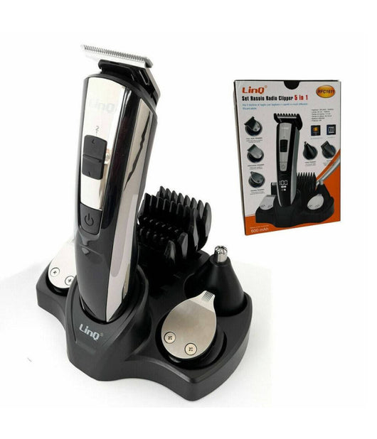 Set Taglia Capelli Rasoio Ricaricabile 5in1 Regola Barba Peli Naso Clipper Rfc1611         