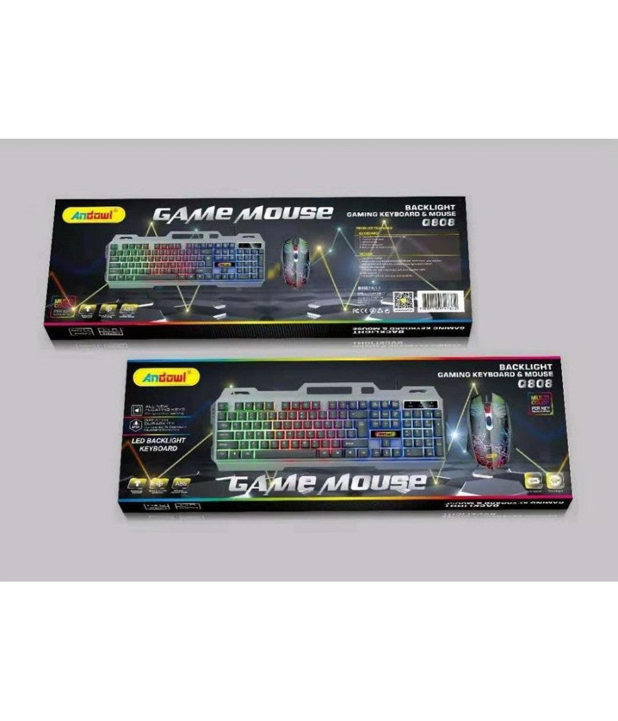 Set Tastiera Mouse Da Gioco Tasti Retroilluminati Rgb Lingua Inglese Usa Q808         