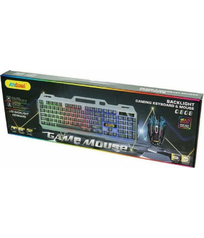 Set Tastiera Mouse Da Gioco Tasti Retroilluminati Rgb Lingua Inglese Usa Q808         