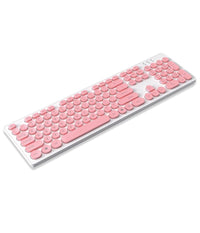 Set Tastiera Mouse Senza Fili 2.4g Combo Retro Keycap Rotondo Pc Laptop Tf770         