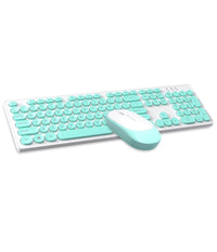 Set Tastiera Mouse Senza Fili 2.4g Combo Retro Keycap Rotondo Pc Laptop Tf770         