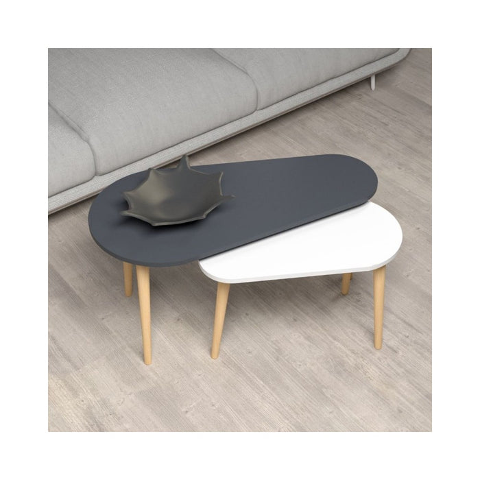 Set tavolini da salotto antracite bianco Pear