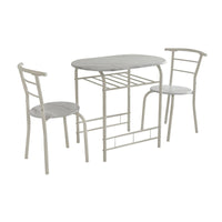 Set Tavolo E 2 Sedie Brema Mdf Bianco Marmorizzato E Struttura Bianca