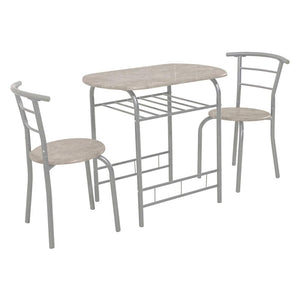 Set Tavolo E 2 Sedie Brema Mdf Grigio Pietra E Struttura Silver