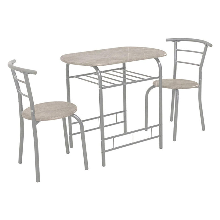 Set Tavolo E 2 Sedie Brema Mdf Grigio Pietra E Struttura Silver