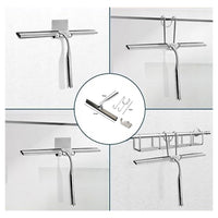 Trade Shop - Set Tergivetro Per Doccia Con Gancio Muro Adesivo Doppio Appendino Porta Box Cromo 87834         